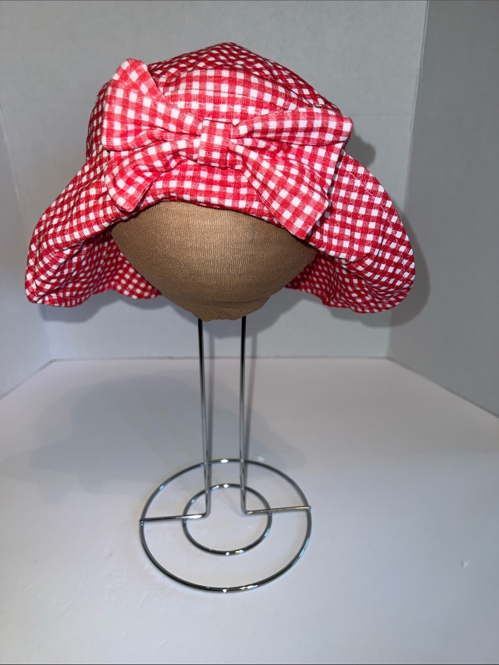 Red Gingham Bow Sun Hat